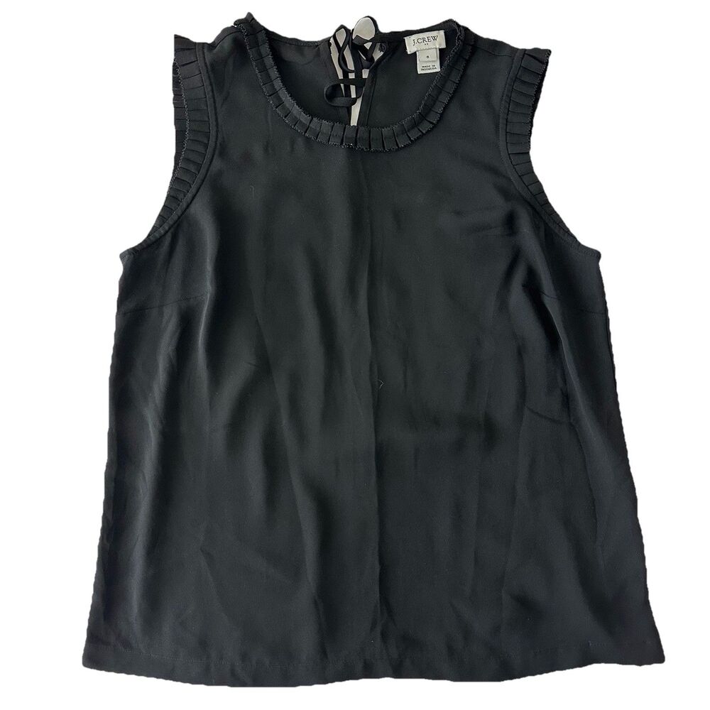 J. Crew Ruffle Trim Black Sleeveless Tie-back Top 6
